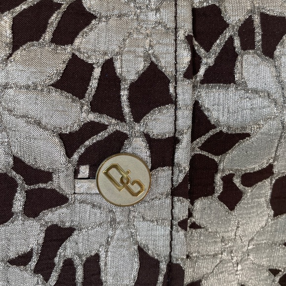 dolce & gabbana floral metallic button up jacket. brown silver silk logo blazer - Picture 9 of 9